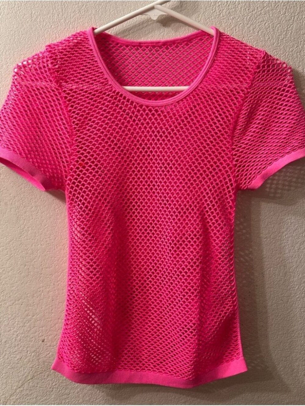 Women's Pink Fishnet Mesh Top